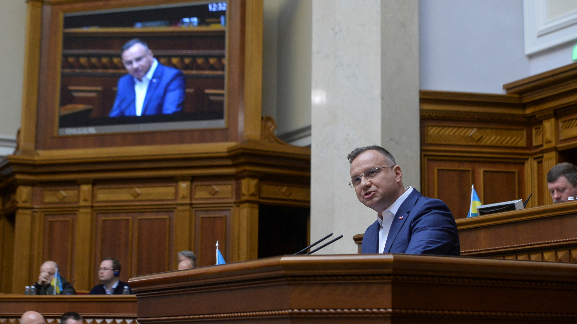 Andrzej Duda hält eine Rede im ukrainischen Parlament in Kiew. | REUTERS