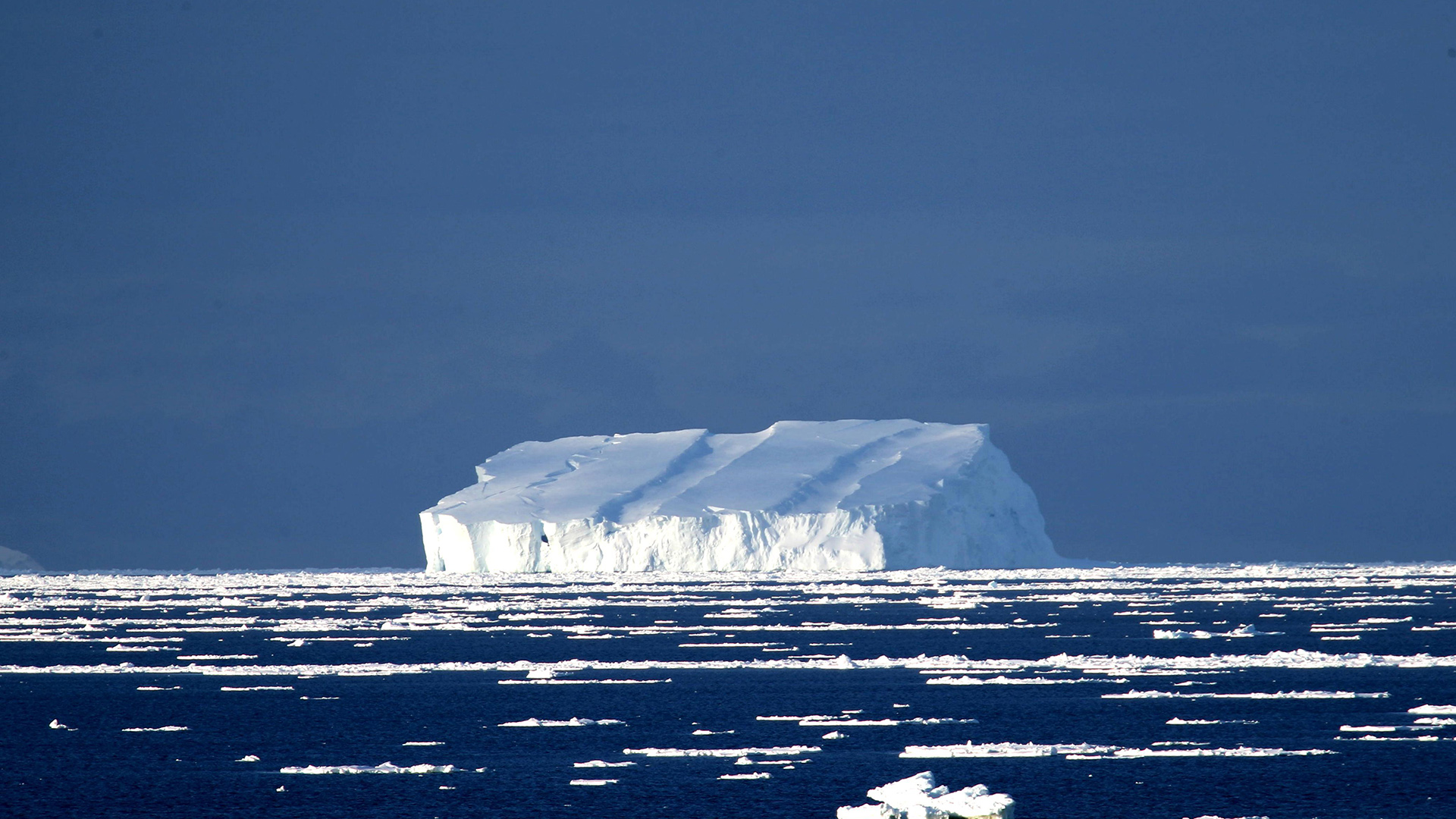 Ein Eisberg schwimmt im Südpolarmeer. | picture alliance/dpa