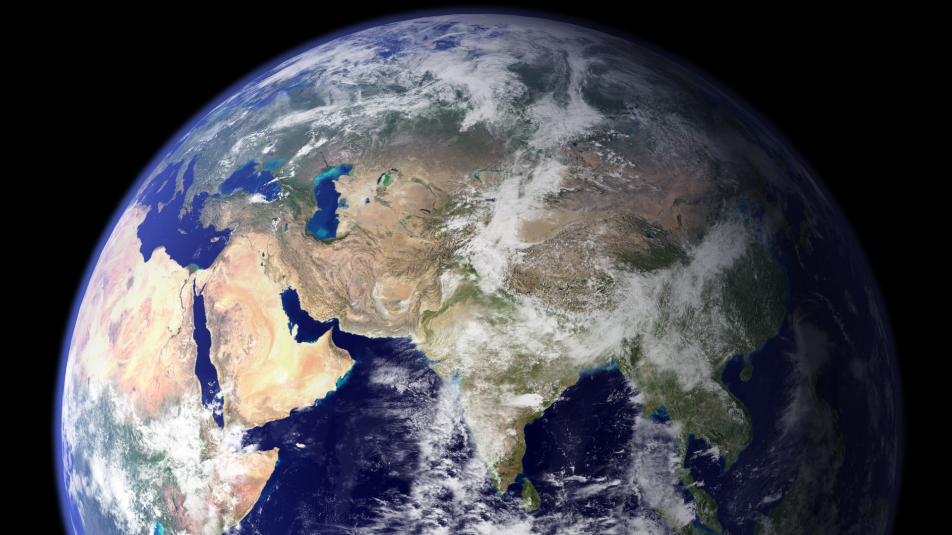 Eine NASA-Aufnahme zeigt die östliche Hemisphäre der Erdkugel.