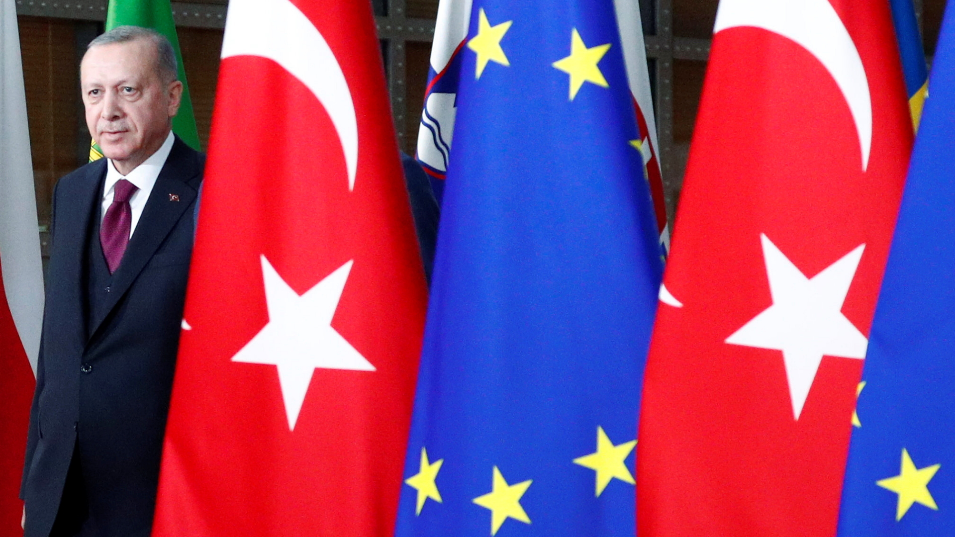 Der türkische Präsident Erdogan vor einem Treffen mit EU-Ratspräsident Charles Michel in Brüssel. | REUTERS