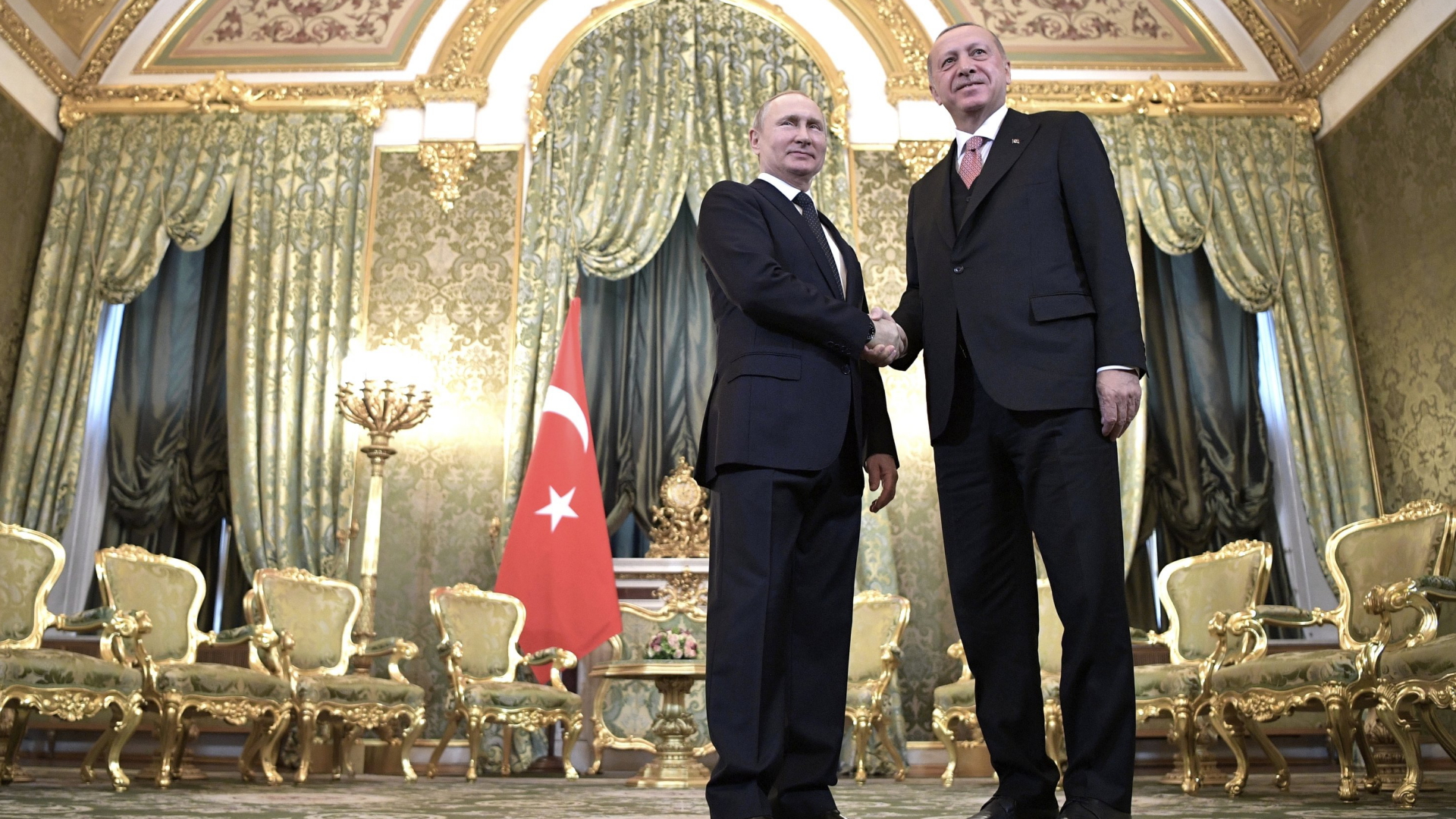 Russlands Präsident Putin empfängt seinen türkischen Amtskollegen Erdogan 2019 im Kreml.