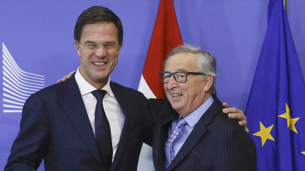 Mark Rutte und  EU-Kommissionspräsident Jean-Claude Juncker