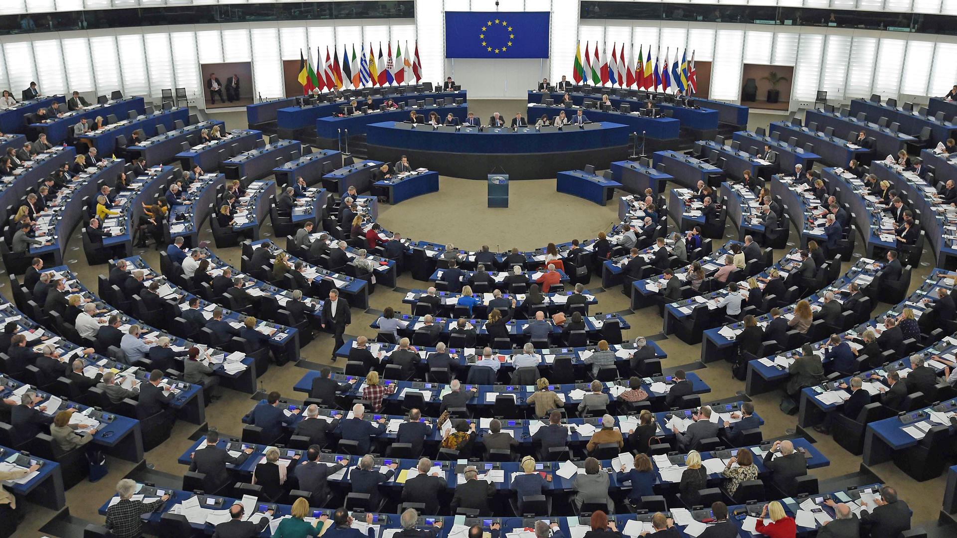 Sitzung des Europaparlaments mit Blick auf das Präsidium im Plenarsaal | AFP