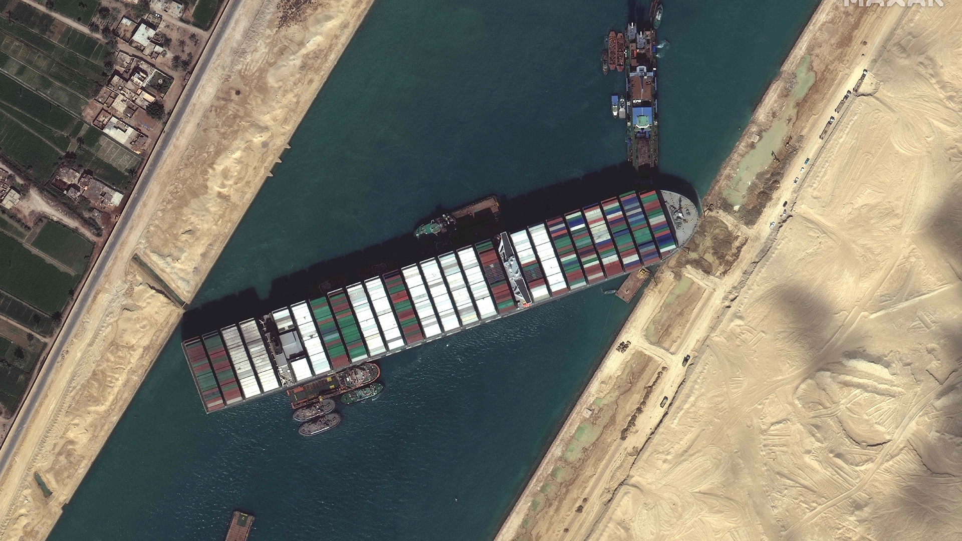 Die havarierte ''Ever Given'' im Suezkanal | AFP