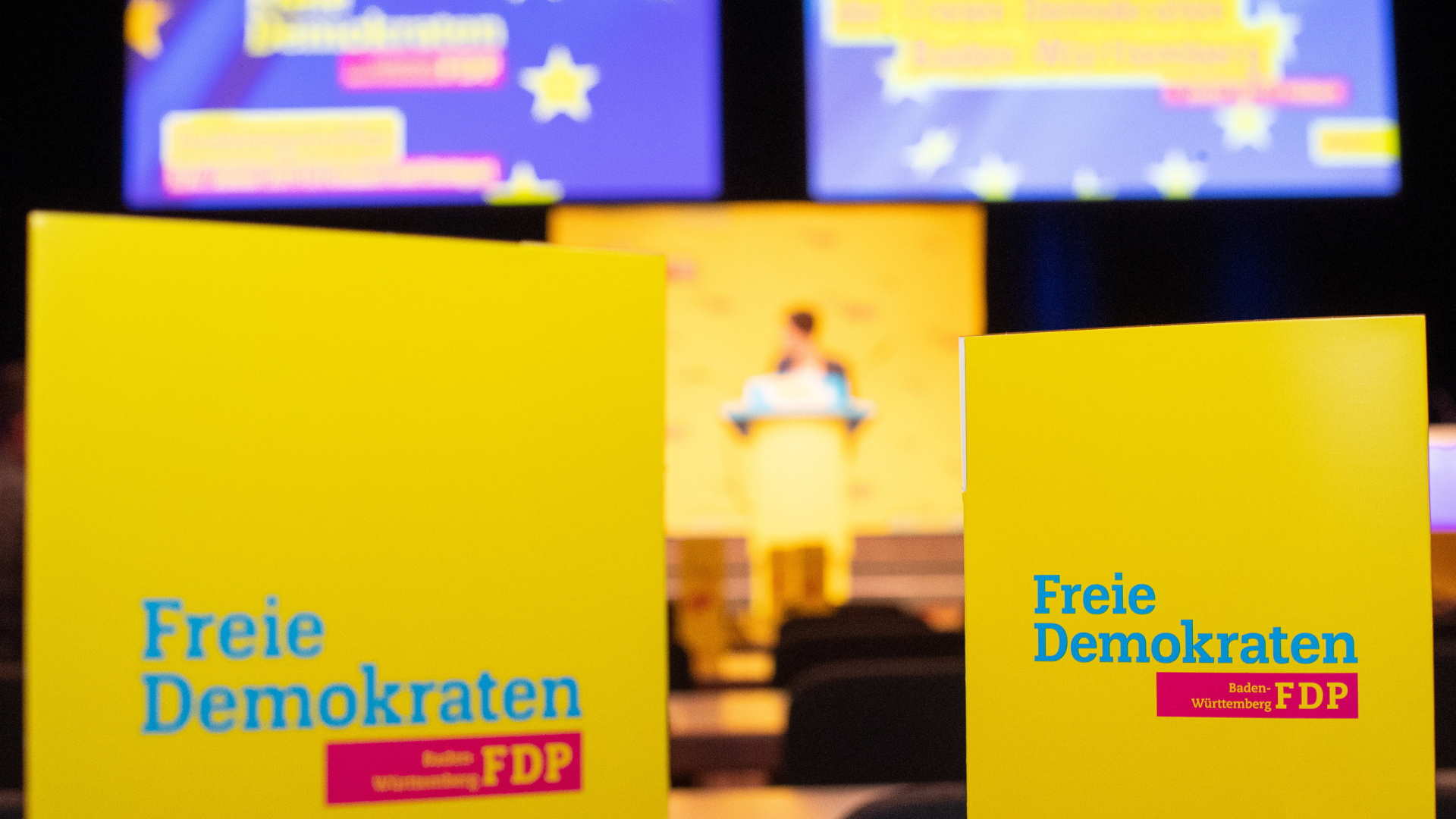 Aufsteller der FDP beim Landesparteitag Baden-Württemberg | dpa