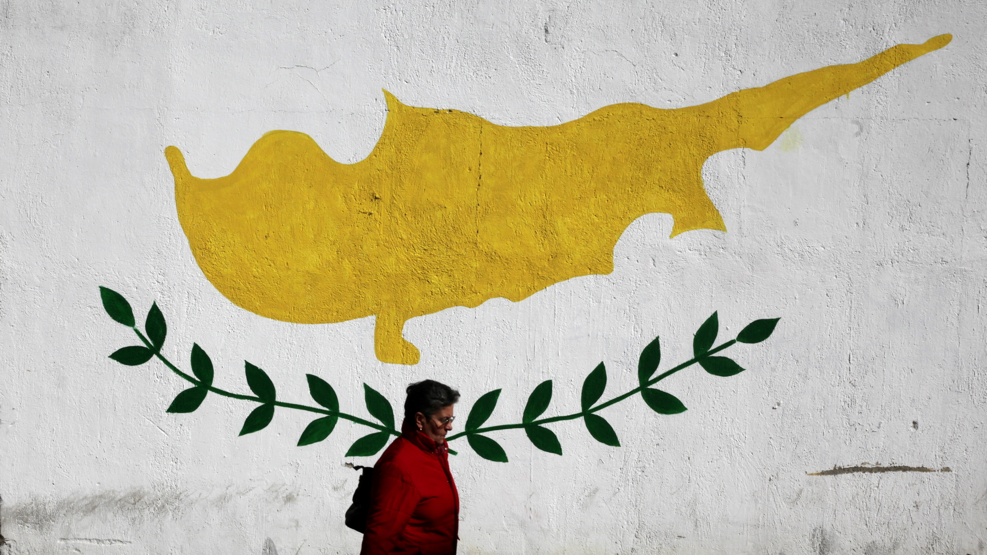 Wandgemälde mit der Flagge Zyperns | REUTERS