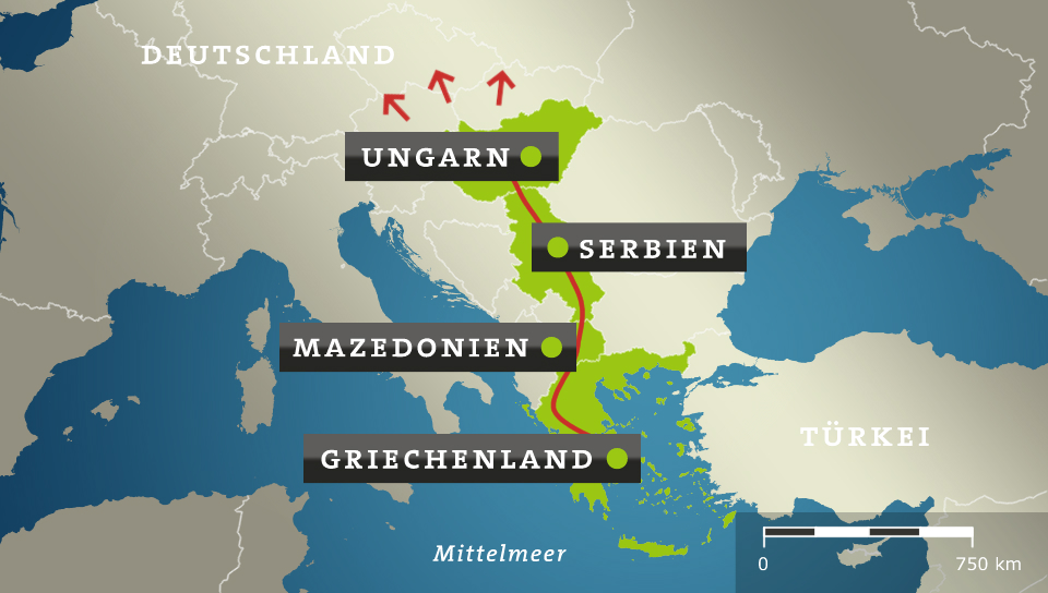 Karte: Fluchtrouten über den Balkan