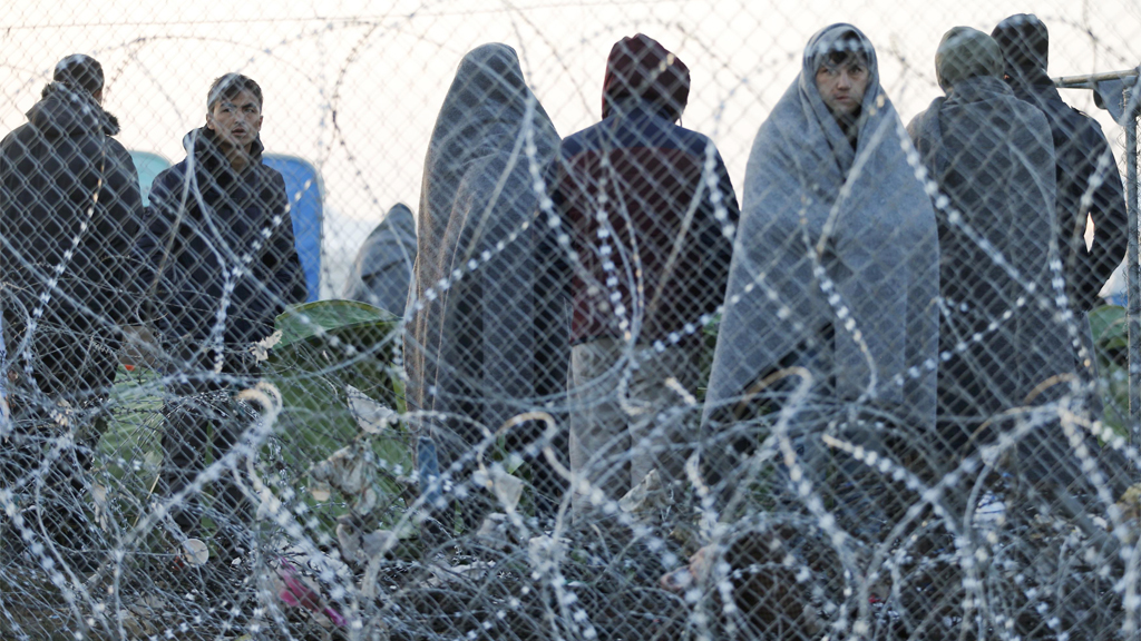 Flüchtlinge an der Grenze Griechenland Mazedonien