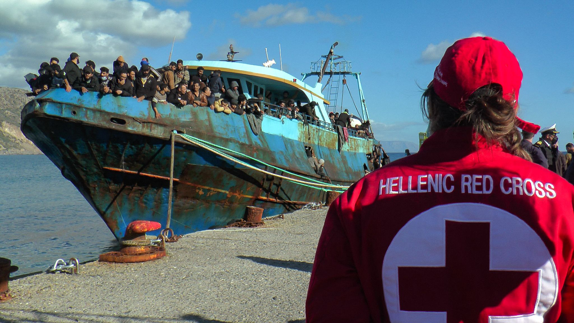 Ein Boot mit Migranten an Bord im Hafen von Palaiochora (Griechenland). | AFP