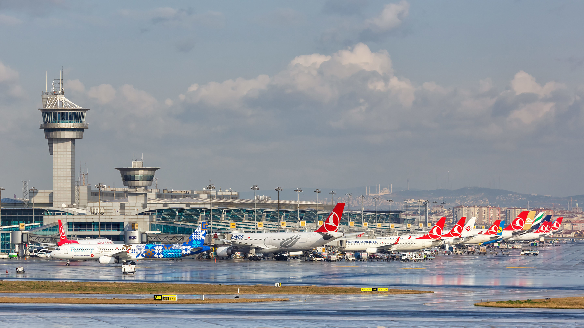 Flugzeuge der Turkish Airlines auf dem Flughafen Istanbul Atatürk (IST) in der Türkei. | picture alliance / Markus Mainka
