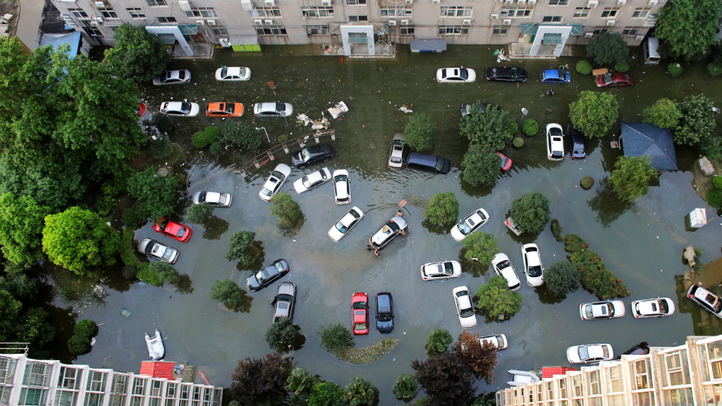 Fluten China: Überschwemmtes Wohnviertel in Wuhan