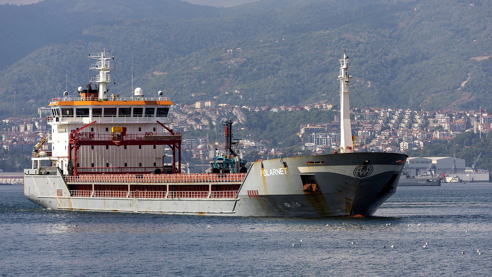 Der Frachter "Polarnet" vor der türkischen Küste im Marmarameer