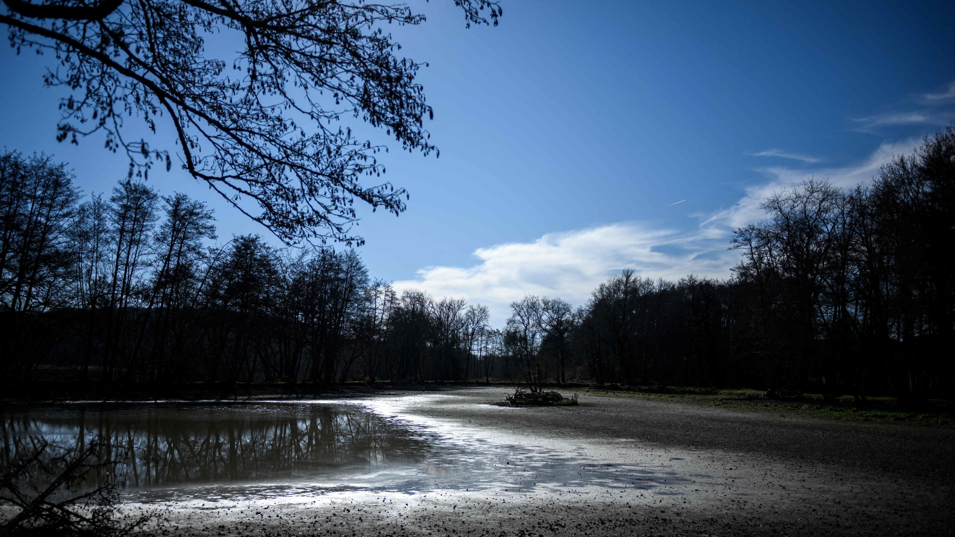 Der halb ausgetrocknete Fourcade-See in Westfrankreich im Februar 2023. | AFP