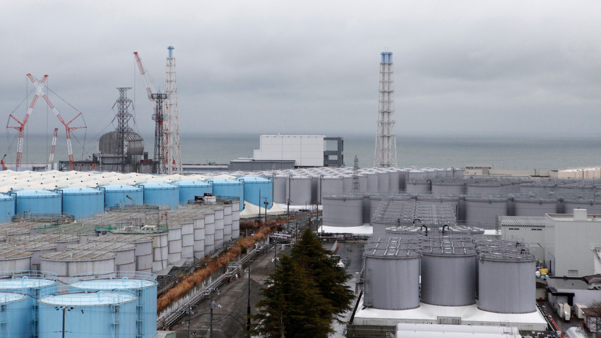Tanks mit verstrahltem Wasser auf dem Geländer des früheren AKW Fukushima | REUTERS