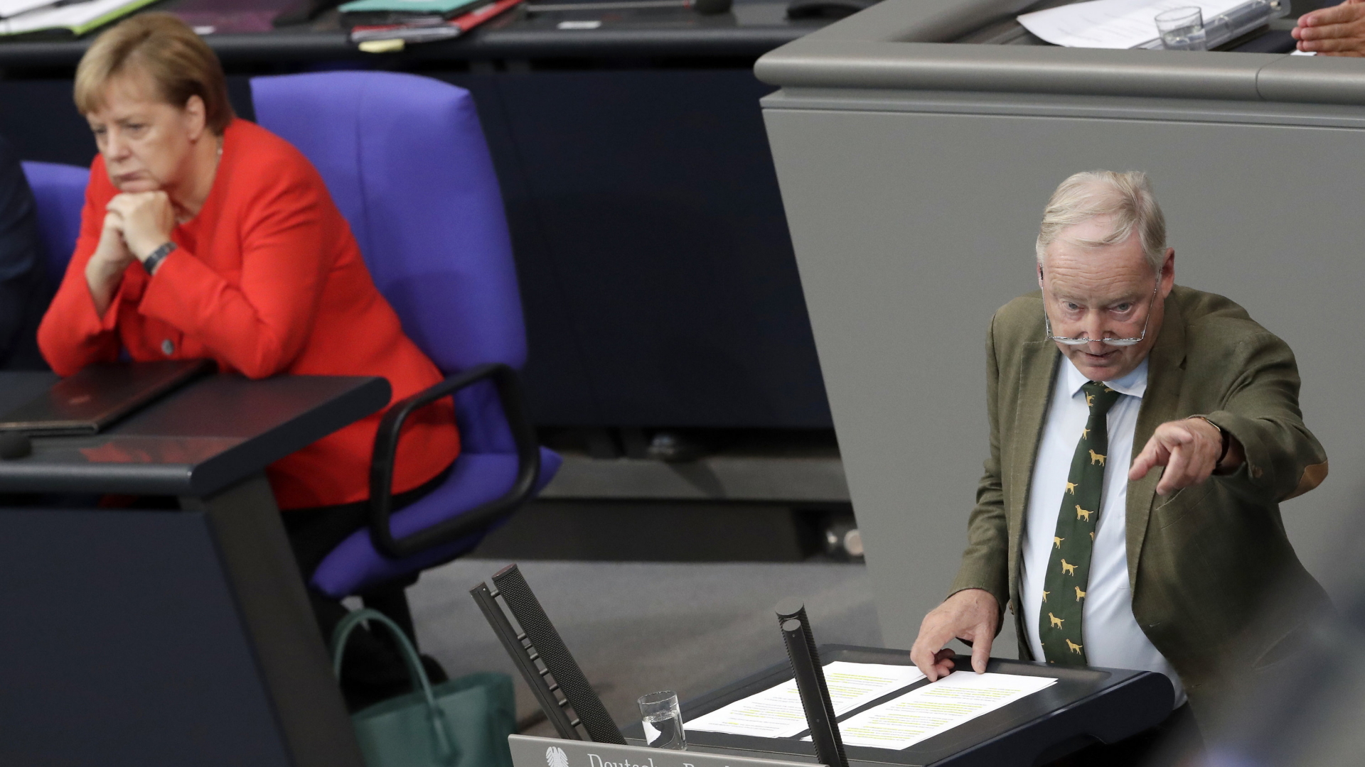 Gauland spricht in der Generaldebatte im Bundestag. | AP
