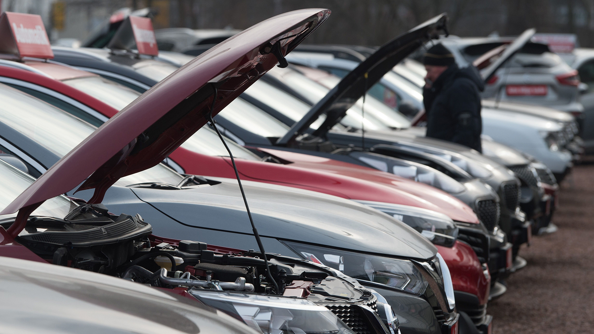 Neu- und Gebrauchtwagen stehen bei einem Autohändler nebeneinander. (Archivbild)