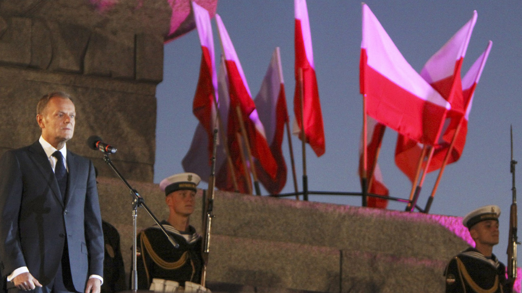 Polens Ministerpräsident Tusk bei der Gedenkfeier an der Westerplatte