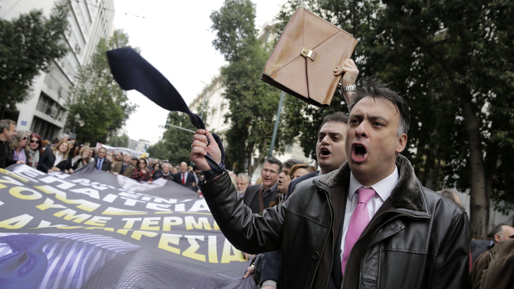 Protestierende Rechtsanwälte in Athen
