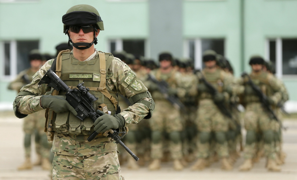 Georgische Soldaten bei der Verabschiedung nach Afghanistan