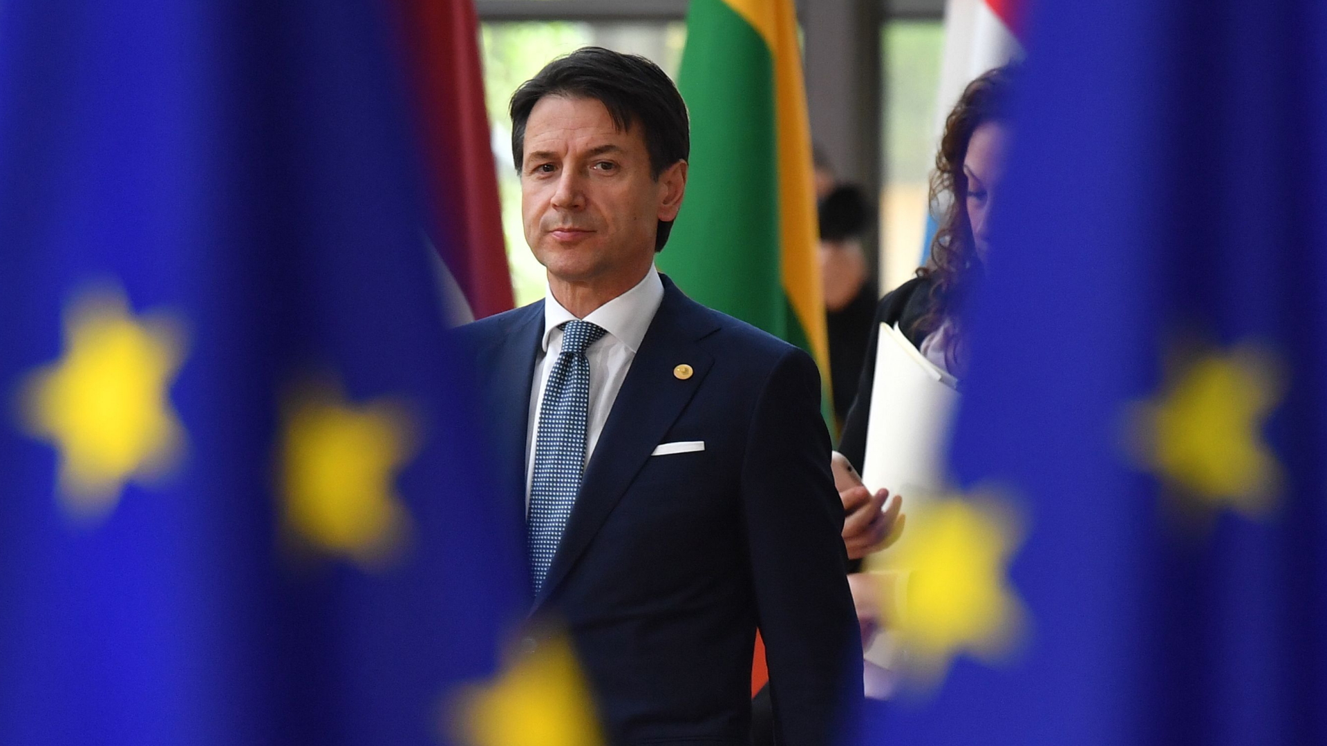 Italiens Premier Giuseppe Conte bei seiner Ankunft auf dem EU-Gipfel in Brüssel. | AFP