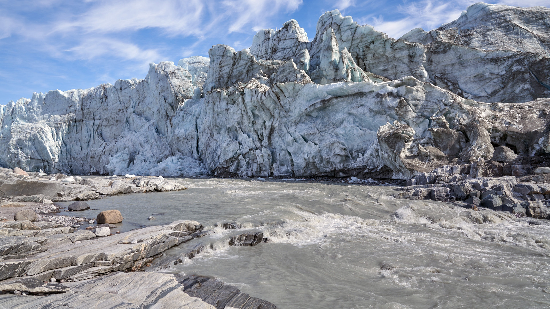 Die Kalbungsfront des Russell-Gletschers. | picture alliance/dpa/Alfred-Wege