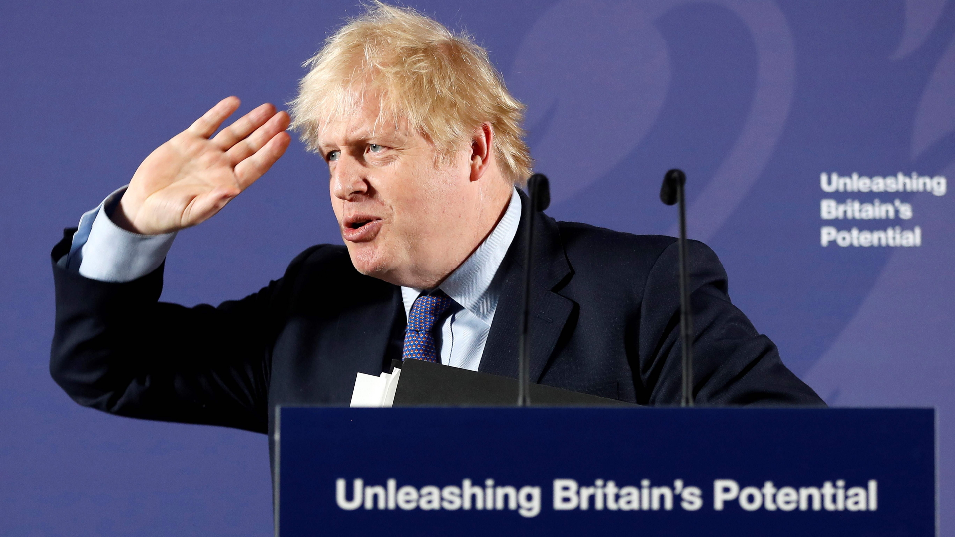 Der britische Premierminister Boris Johnson stellt Anfang Februar 2020 im im Royal Naval College in London seine Pläne für die anstehenden Abkommensverhandlungen mit der EU vor.