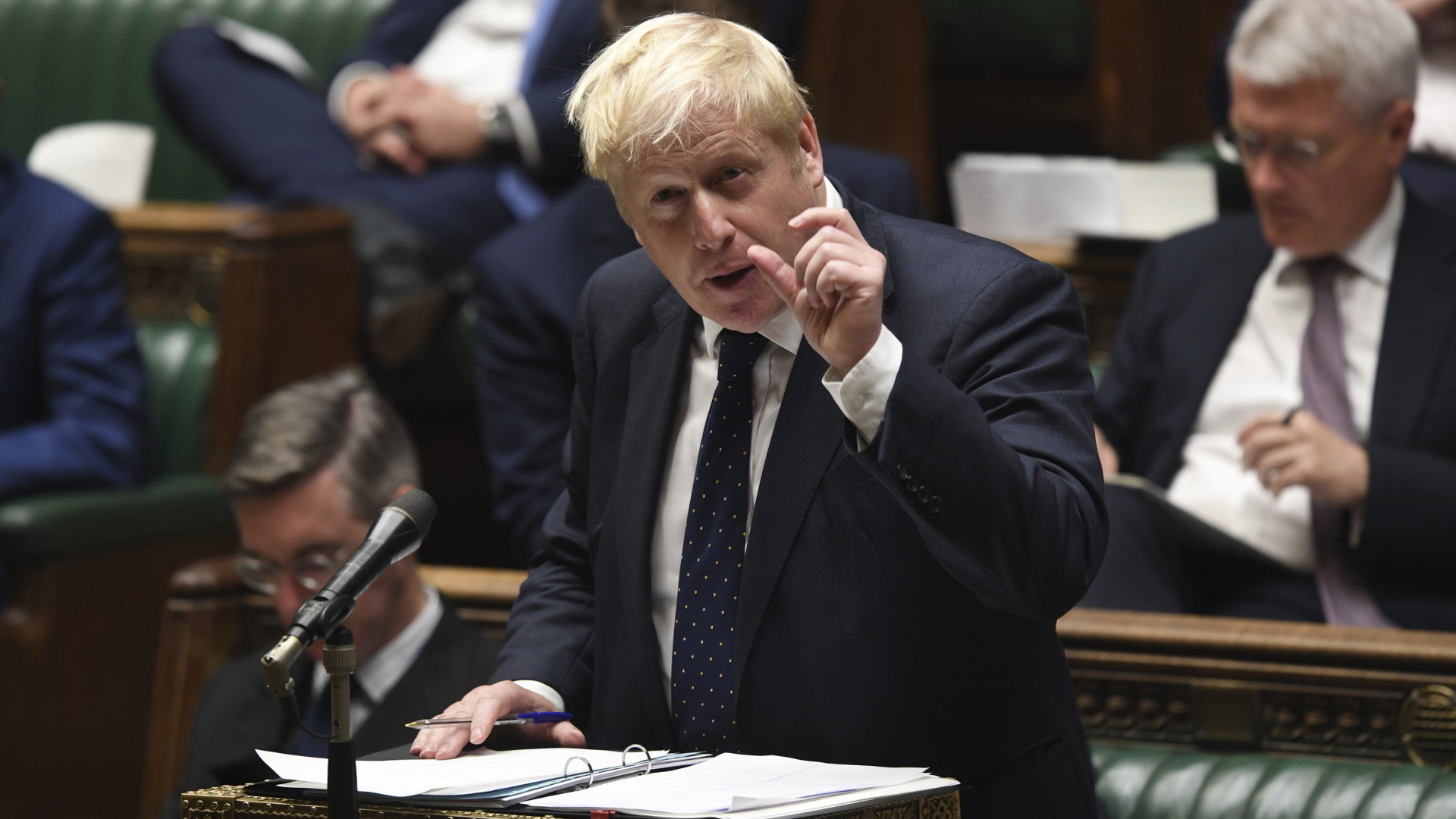 Boris Johnson hält im September 2021 im Parlament in London eine Rede zu geplanten Steuererhöhungen. | AP