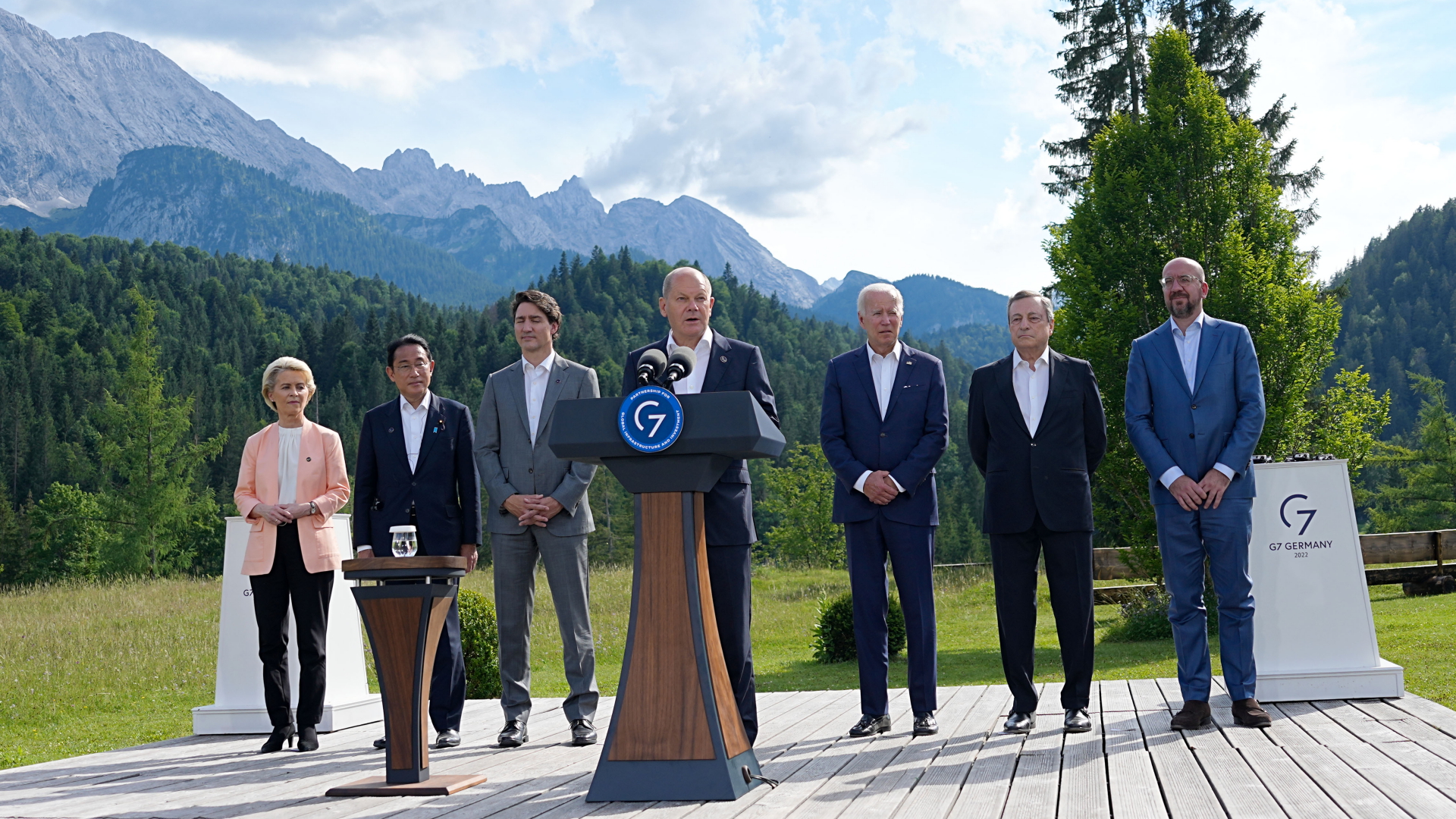 Die Regierungschefs beim G7-Gipfel.