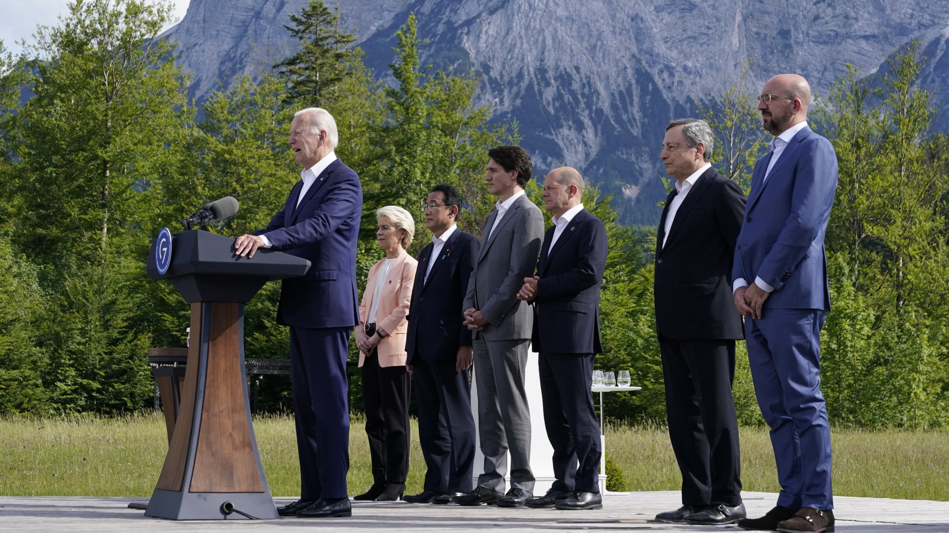Die Regierungschefs beim G7-Gipfel.