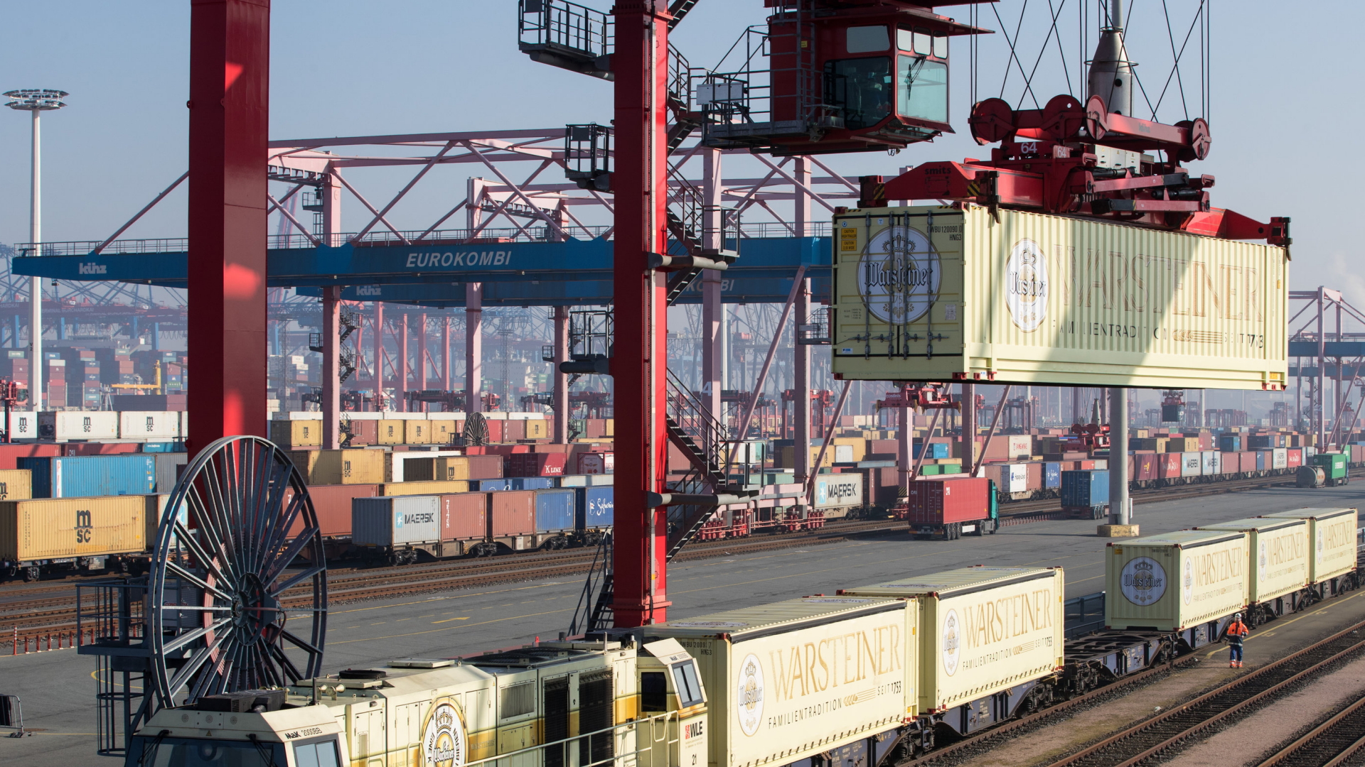 Hafen, Container werfen verladen | dpa