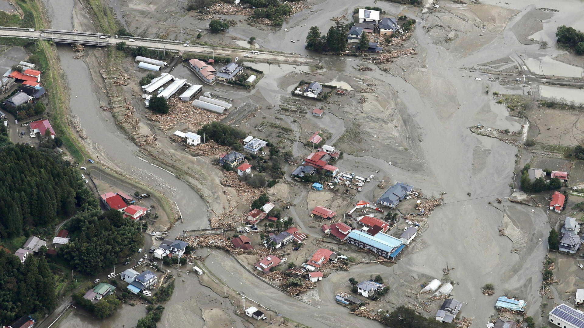 Das überflutete Wohngebiet Marumori | dpa