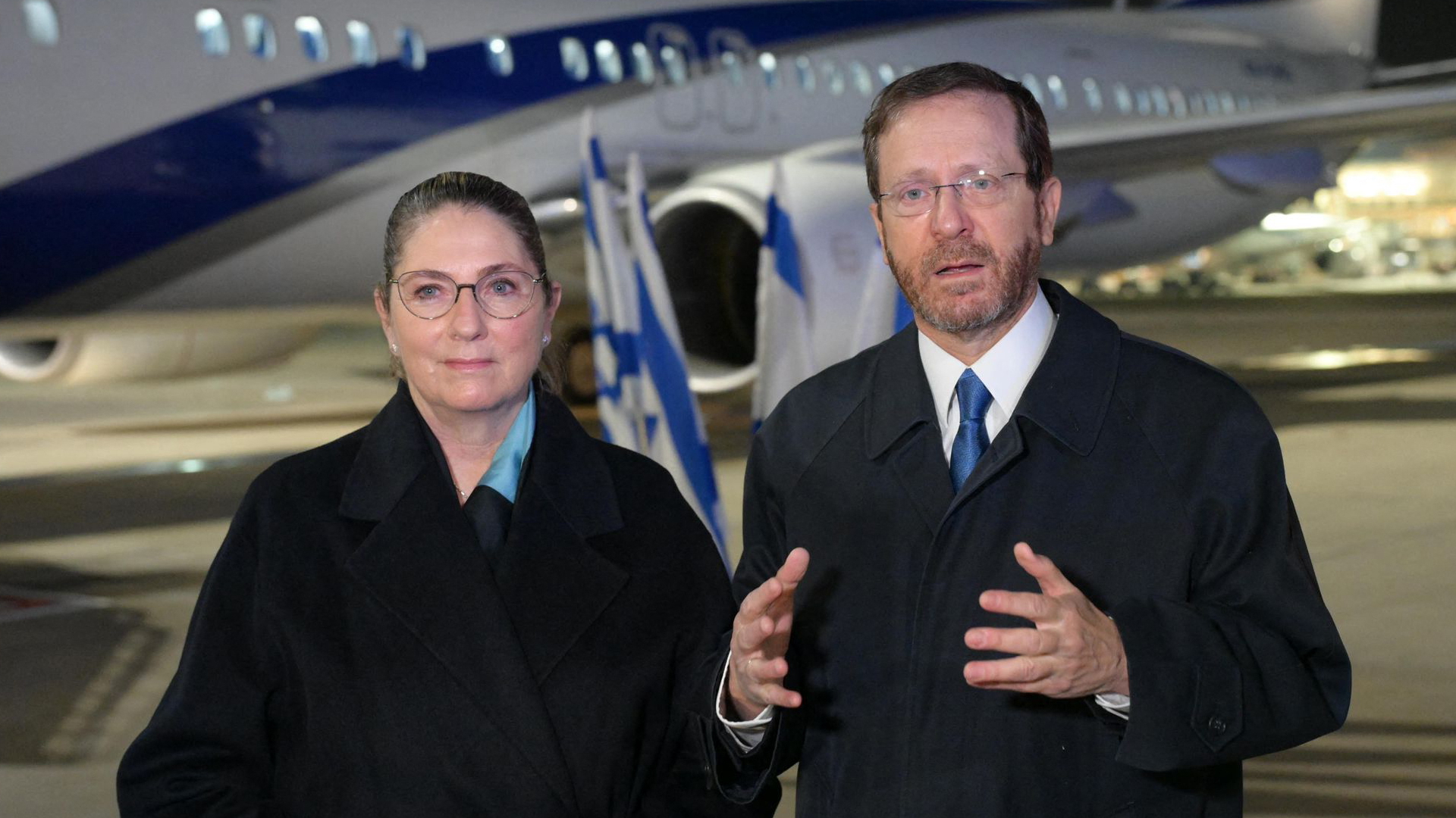 Der israelische Präsident Isaac Herzog und seine Frau Michal Herzog. | AFP