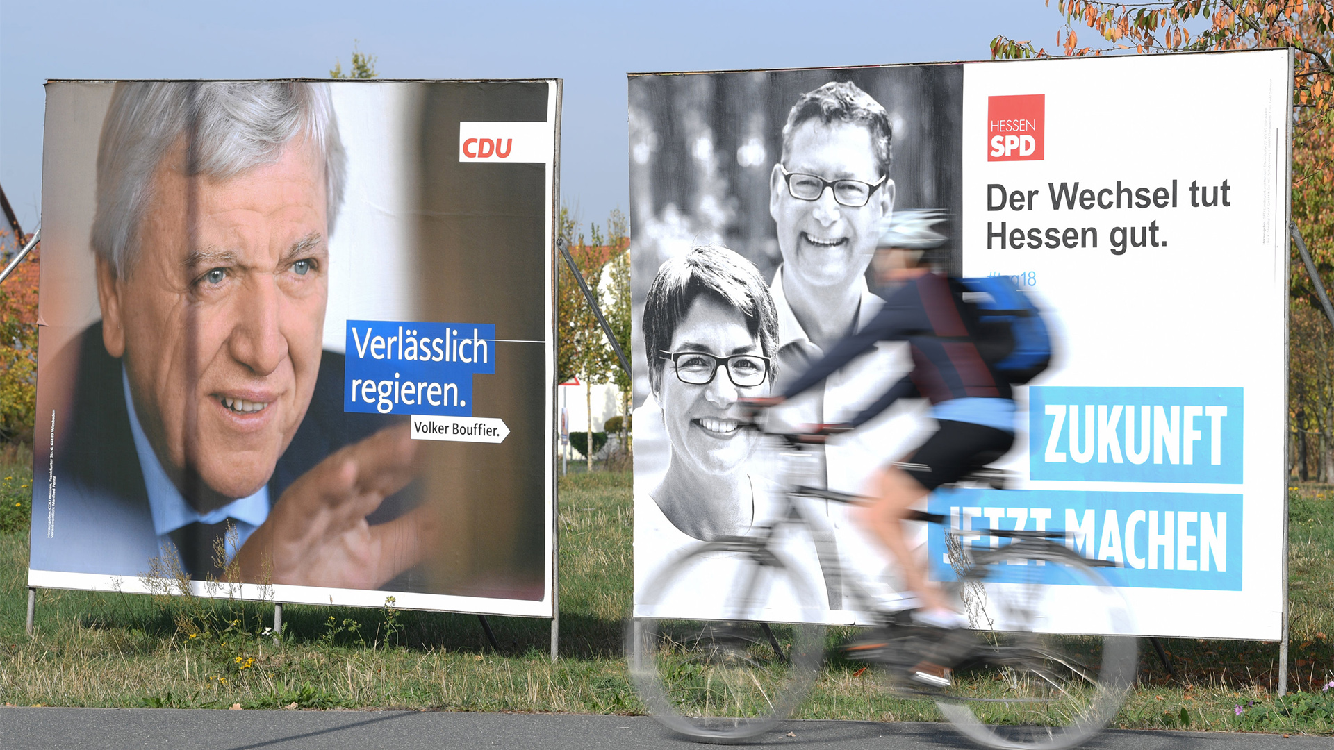 Wahlplakate der Parteien CDU und SPD in Hessen