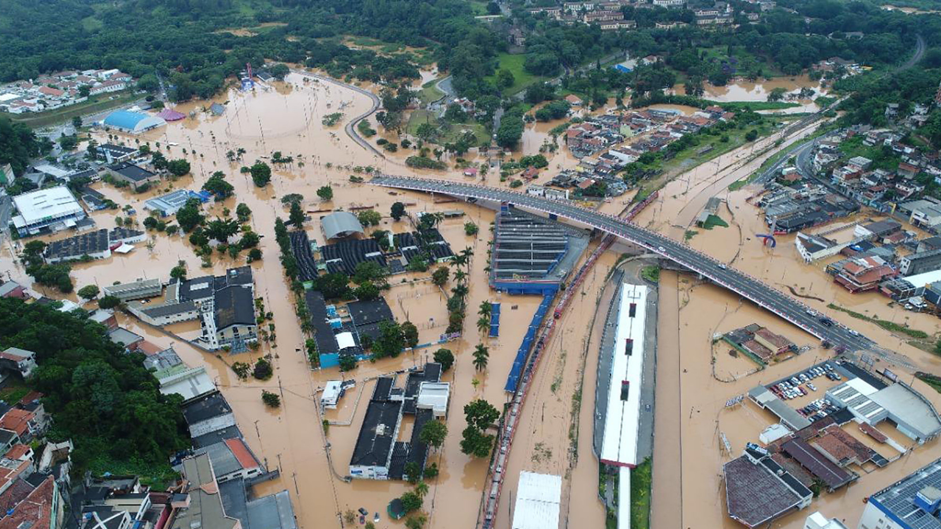 Blick auf ein überschwemmtes Gebiet in Sao Paulo | AP