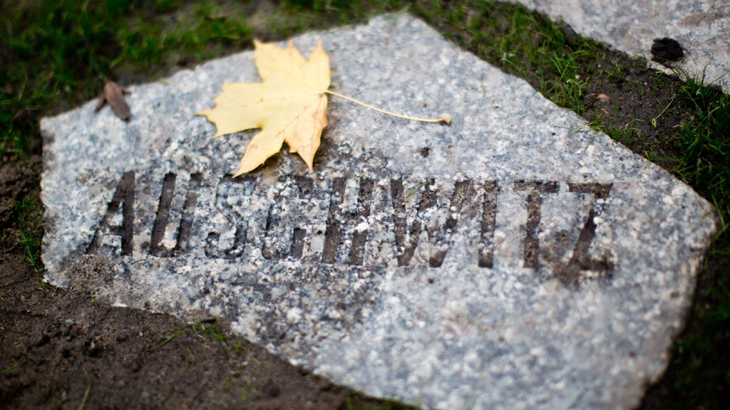 Ein Stein mit der Aufschrift "Auschwitz" ist Teil des Mahnmals für den NS-Mord an Sinti und Roma | null