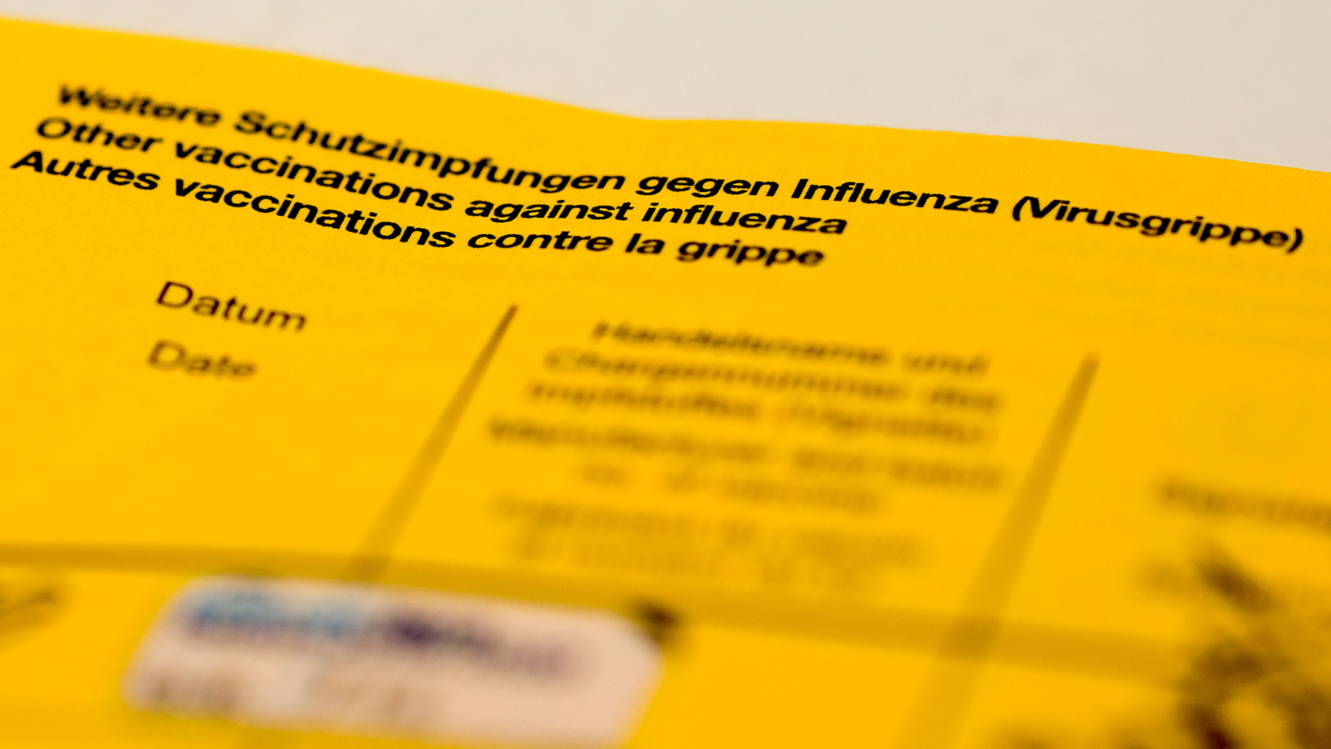 Ein Impfbuch mit den Feldern für die Impfung gegen Influenza (Virusgrippe) | dpa