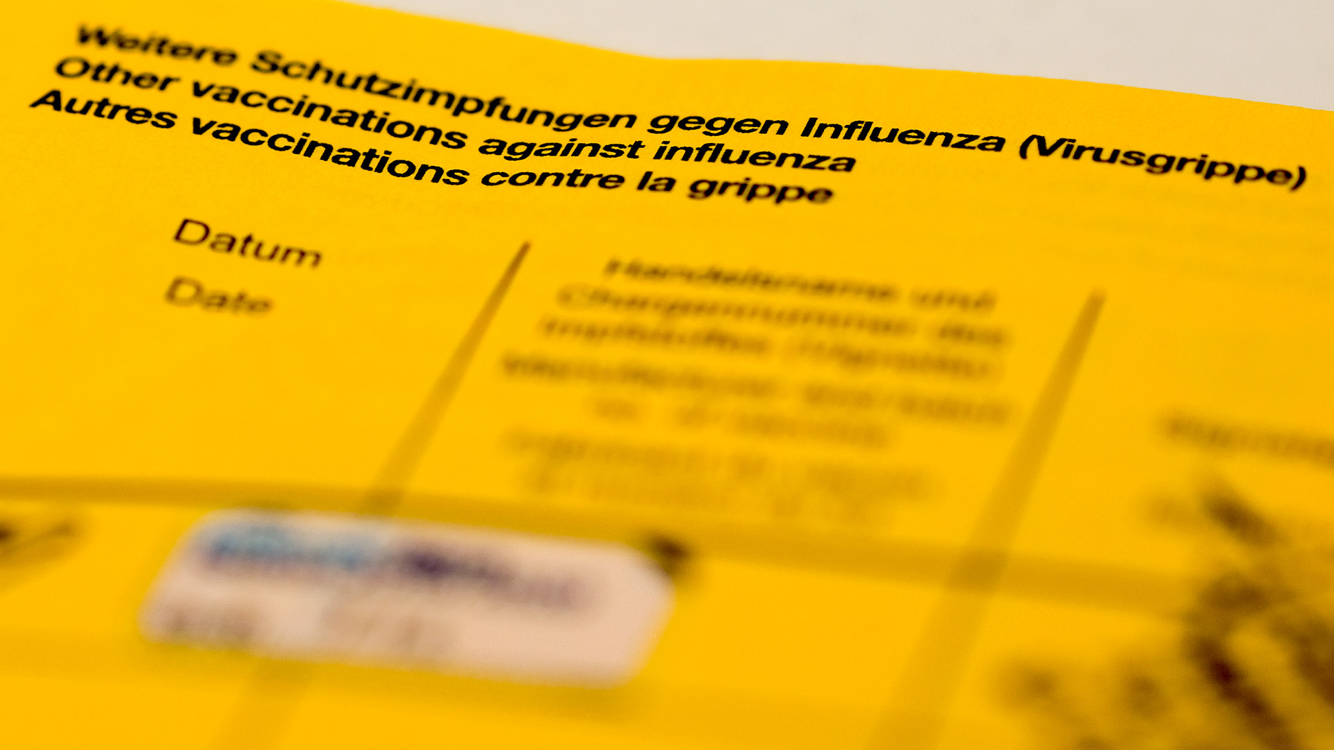 Ein Impfbuch mit den Feldern für die Impfung gegen Influenza (Virusgrippe). | dpa