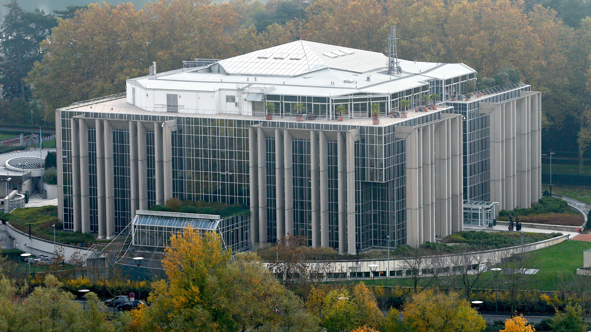 Interpol Zentrale in Lyon, Frankreich.