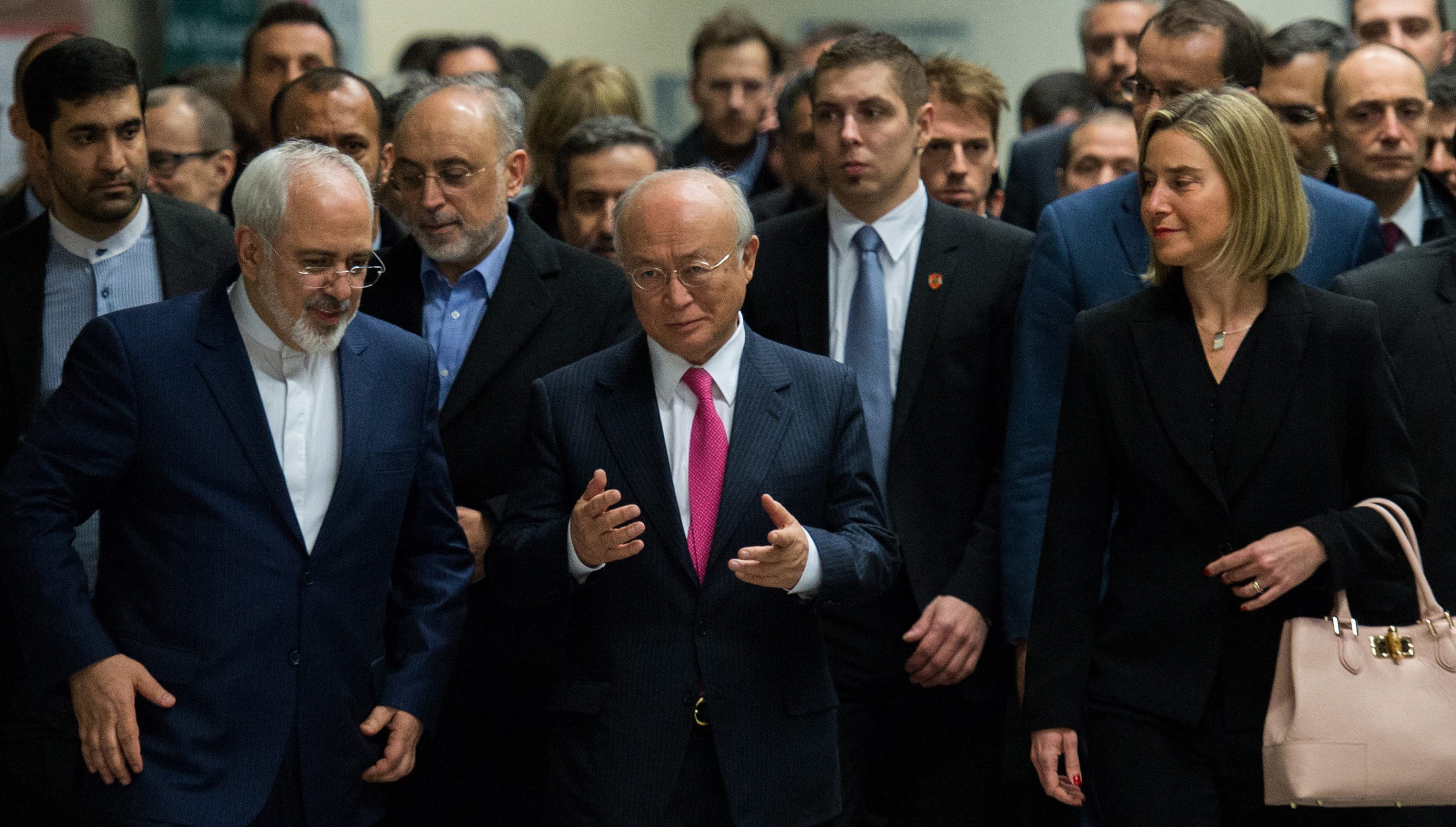 Gruppenfoto der Teilnehmer der Verhandlungen über das iranische Atomabkommen
