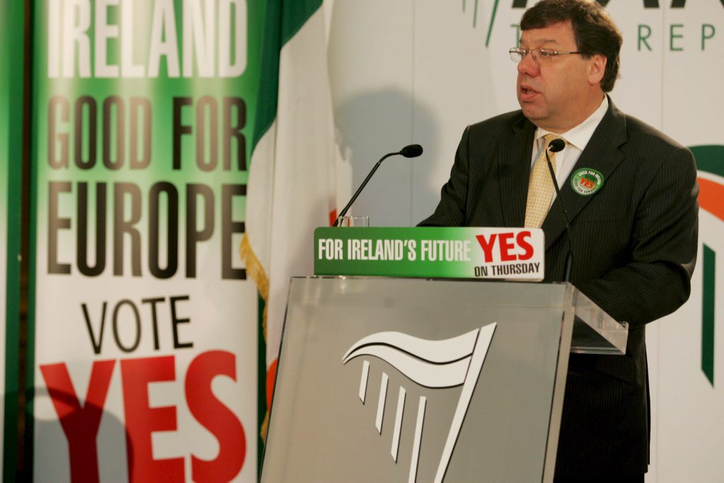 Der irische Ministerpräsident und Befürworter des EU-Reformvertrags, Brian Cowen (Archivfoto vom 10.06.2008).