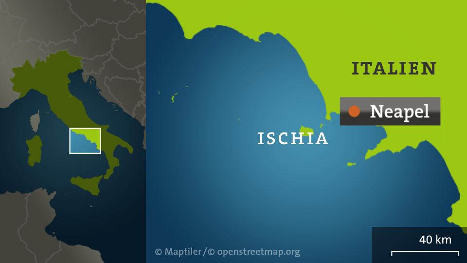 Karte: Italien mit Neapel und der Insel Ischia