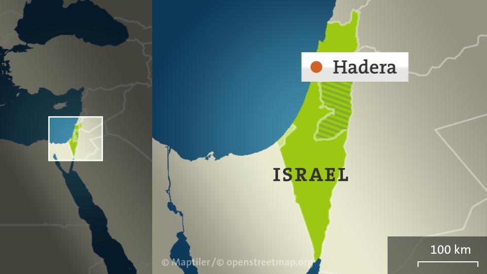 Karte von Israel mit Hadera