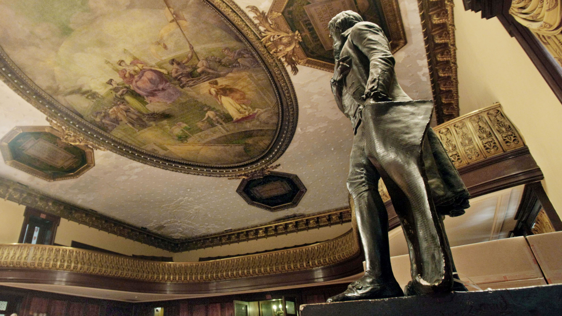 Die Statue von Thomas Jefferson im Rathaus von New York. | AP