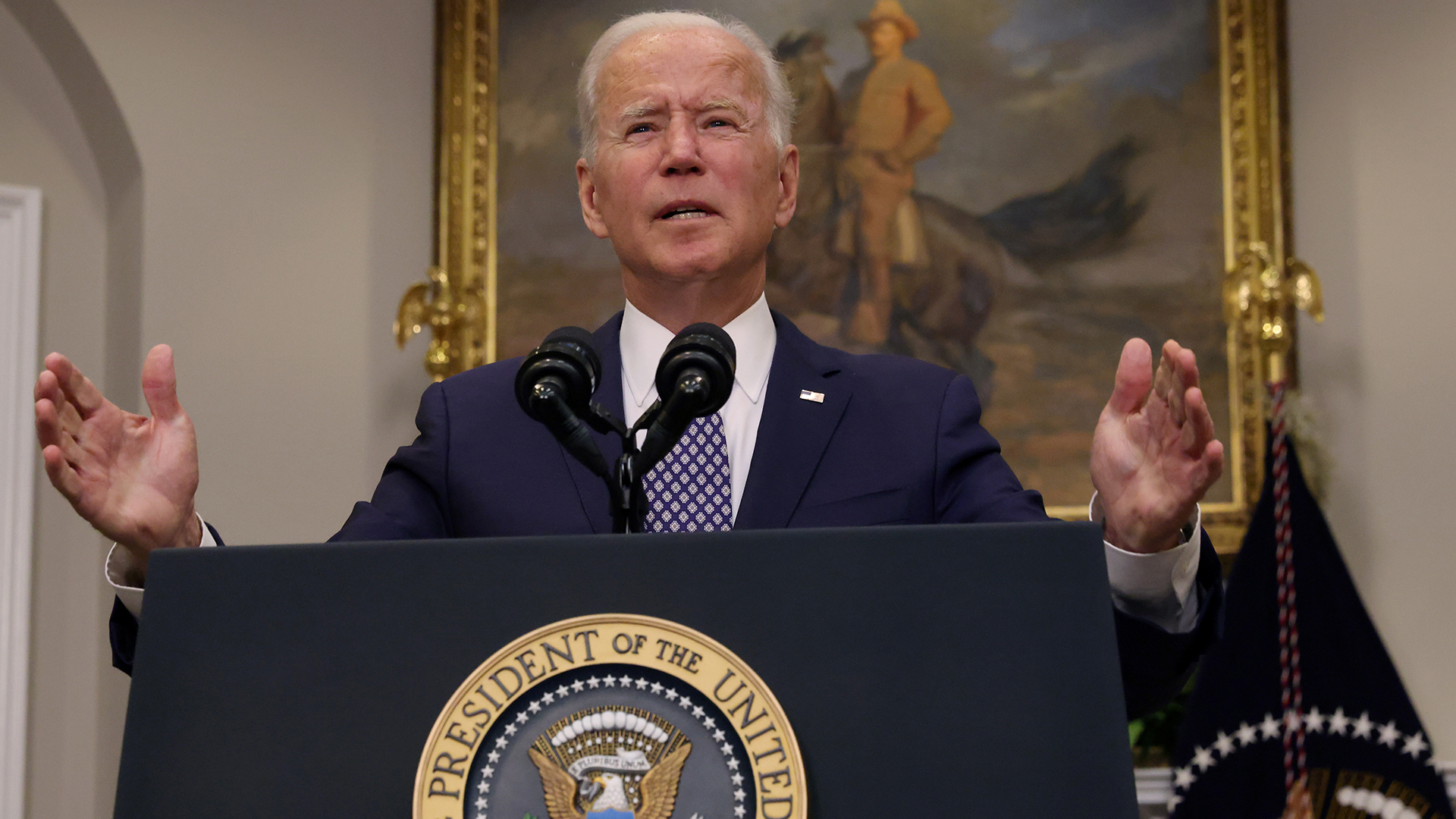US-Präsident Joe Biden äußert sich im August 2021 im Weißen Haus zur Rettungsmission in Afghanistan.