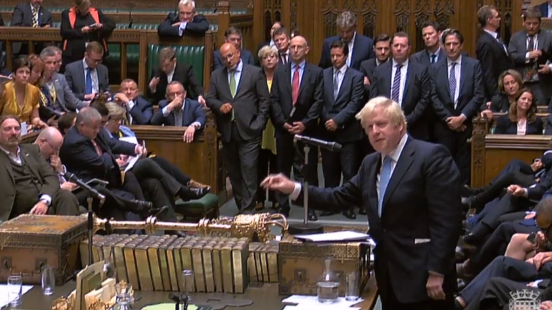 Der britische Premier Boris Johnson spricht nach der verlorenen Abstimmung über Neuwahlen im Unterhaus. | UK PARLIAMENTARY RECORDING UNIT/