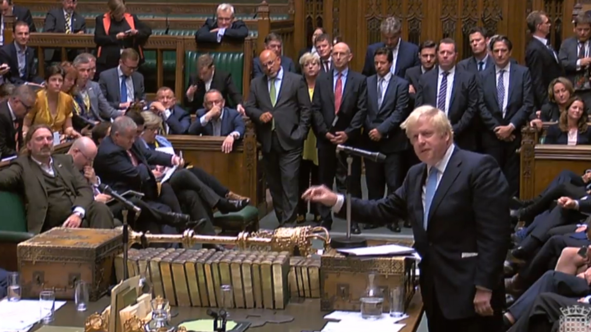 Großbritanniens Premierminister Boris Johnson hält eine Rede vor dem Parlament.
