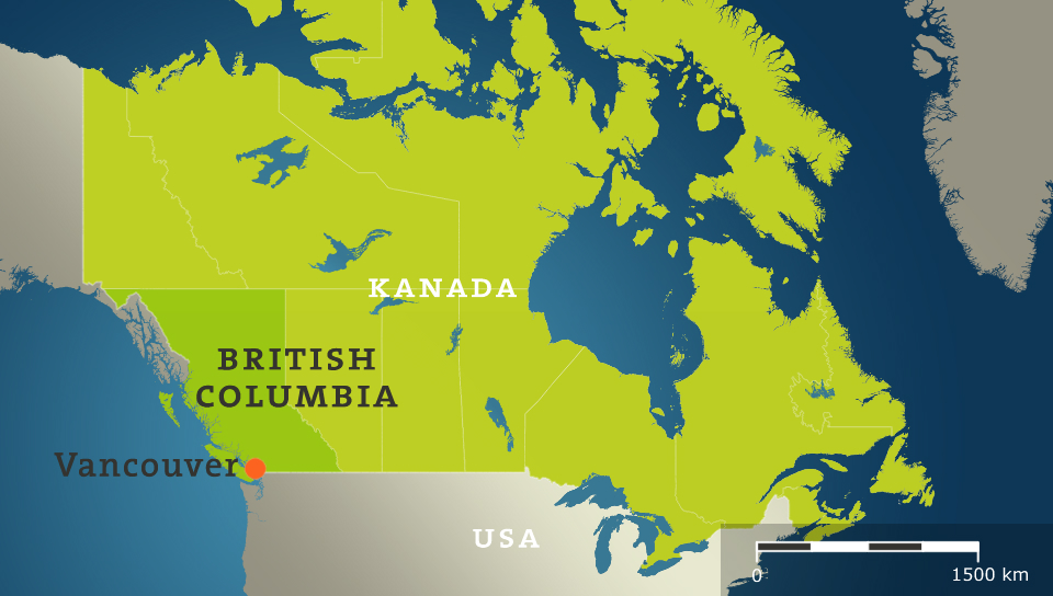 Karte: Kanada mit British Columbia