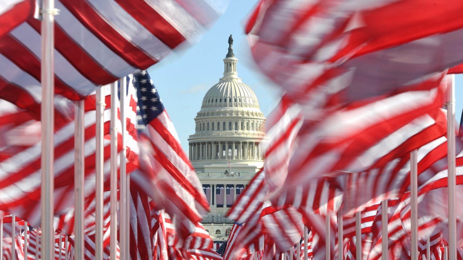 Zahlreiche US-Flaggen wehen vor dem Kapitol in Washington | AFP