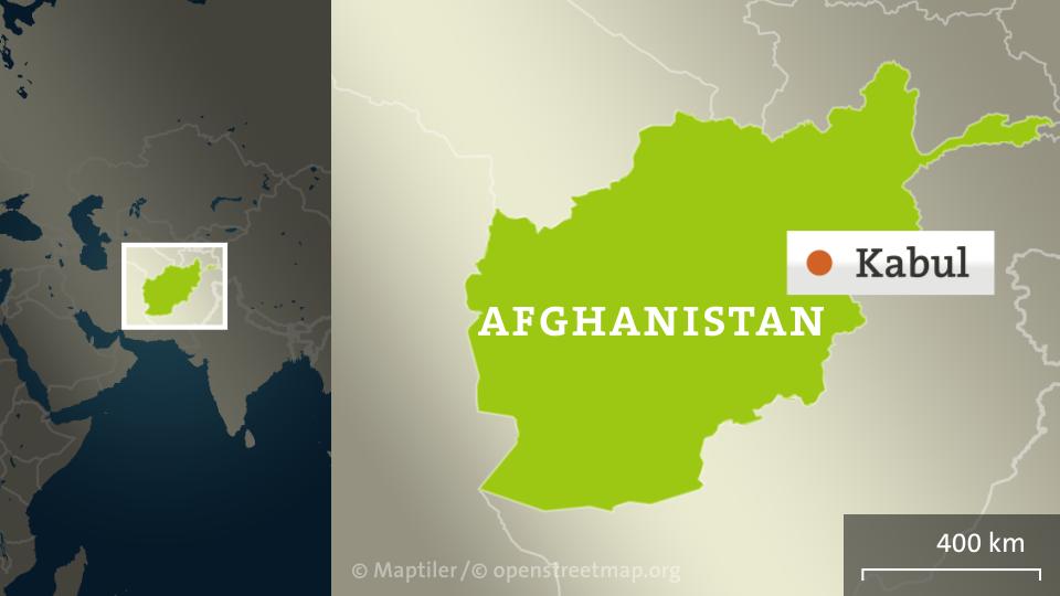 Die Karte zeigt Afghanistan mit Kabul