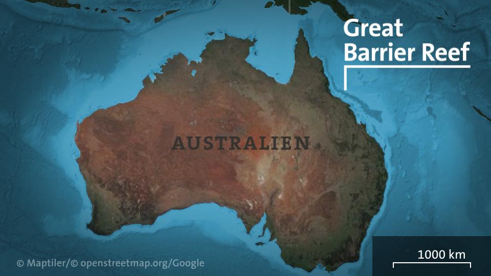 Die Karte zeigt das Great Barrier Reef vor Australien